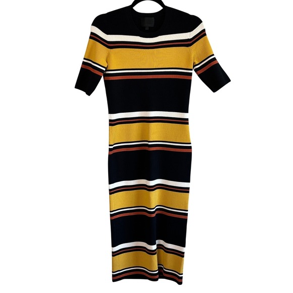 INTERMIX Dresses & Skirts - INTERMIX Wyatt‎ Striped Smooth Rib Knit Midi Dress Short Sleeve M